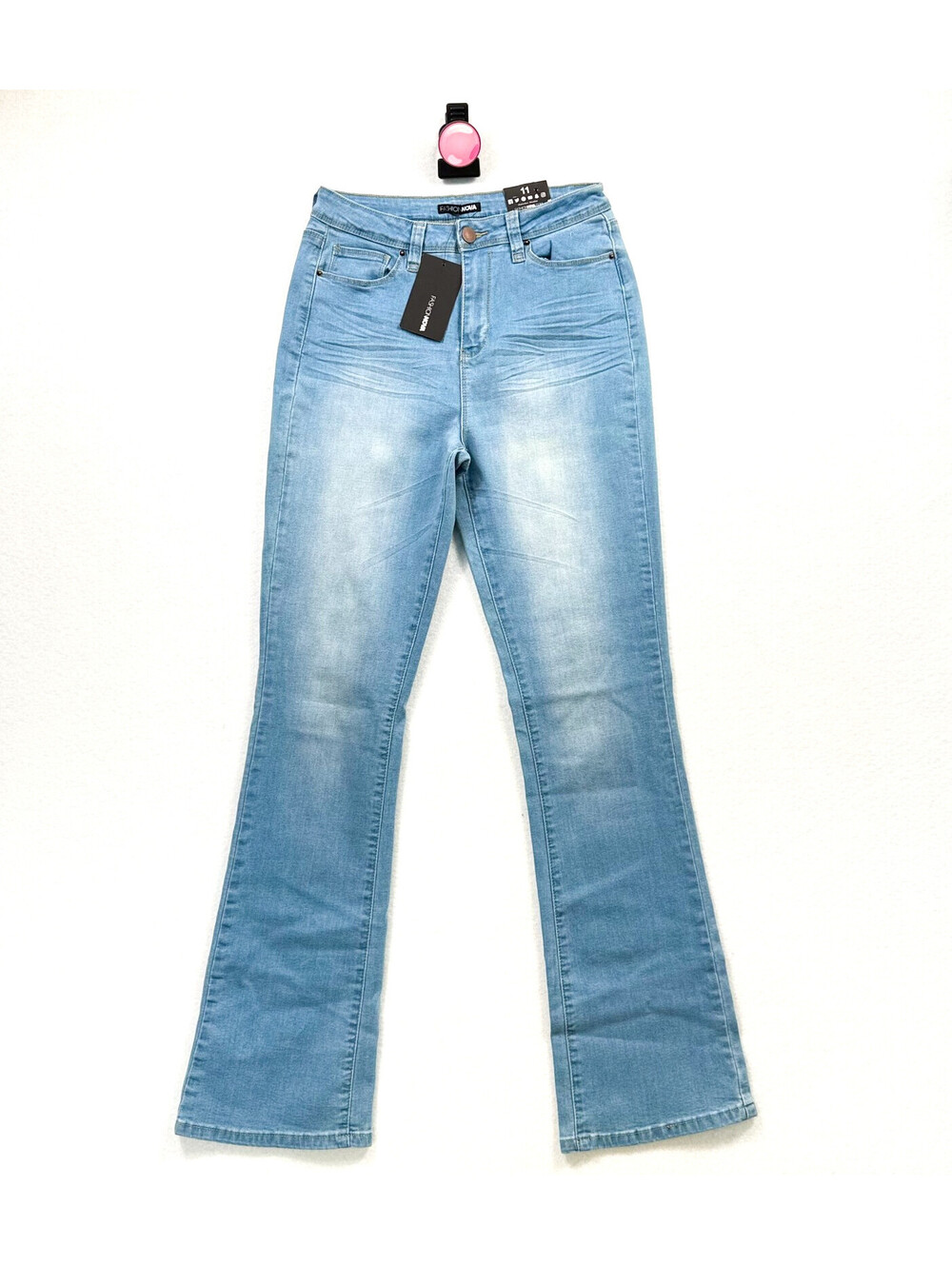 Fashion‎ Nova Wide Leg High Waisted Light Wash Denim Jeans Women’s Size 11 NWT